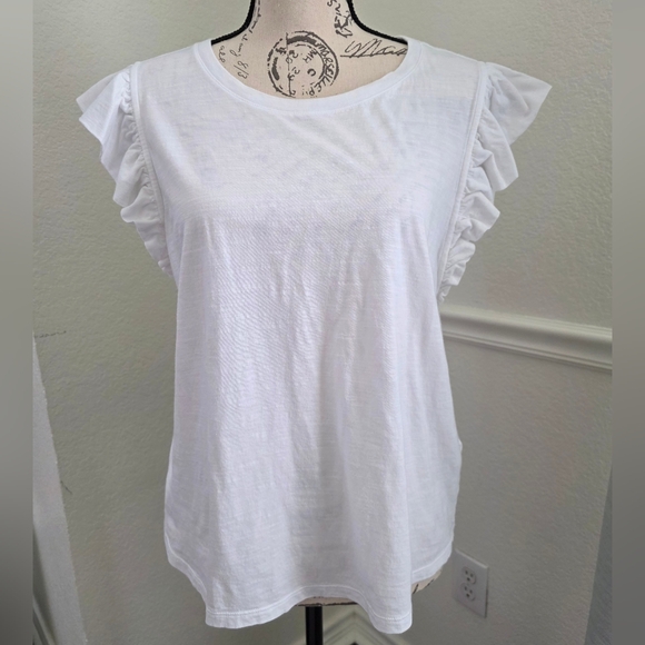 White Ruffle Sleeve Top - Picture 2 of 6